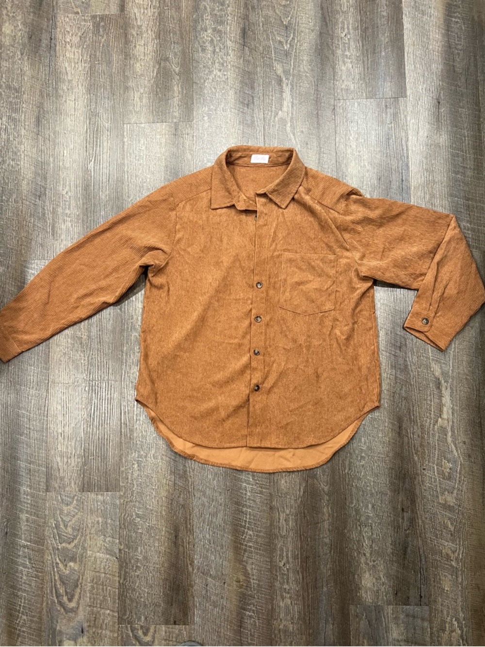 Corduroy Button-Up Shirt in Burnt Orange